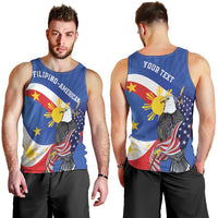 Personalized Filipino-American Men Tank Top Philippines Coat Of Arms with Bald Eagle - Wonder Print Shop