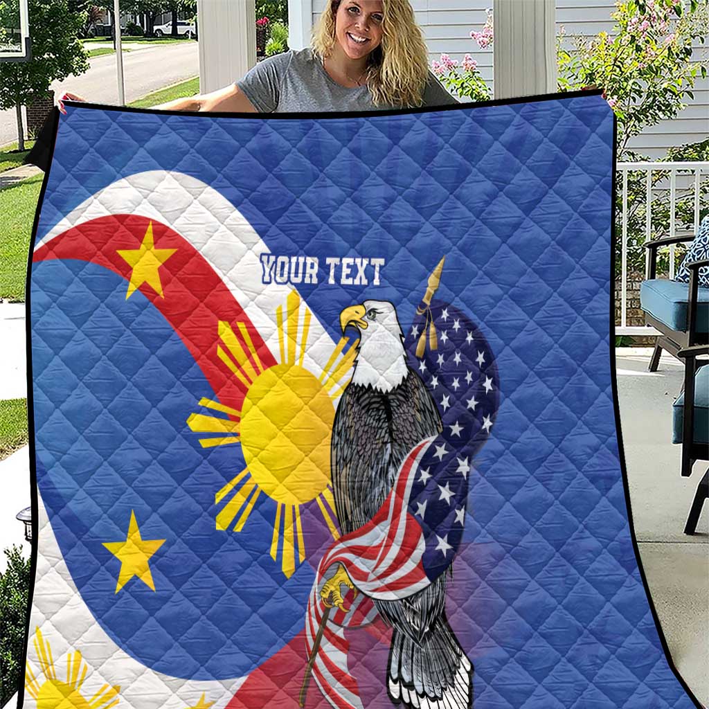 Personalized Filipino-American Quilt Philippines Coat Of Arms with Bald Eagle - Wonder Print Shop