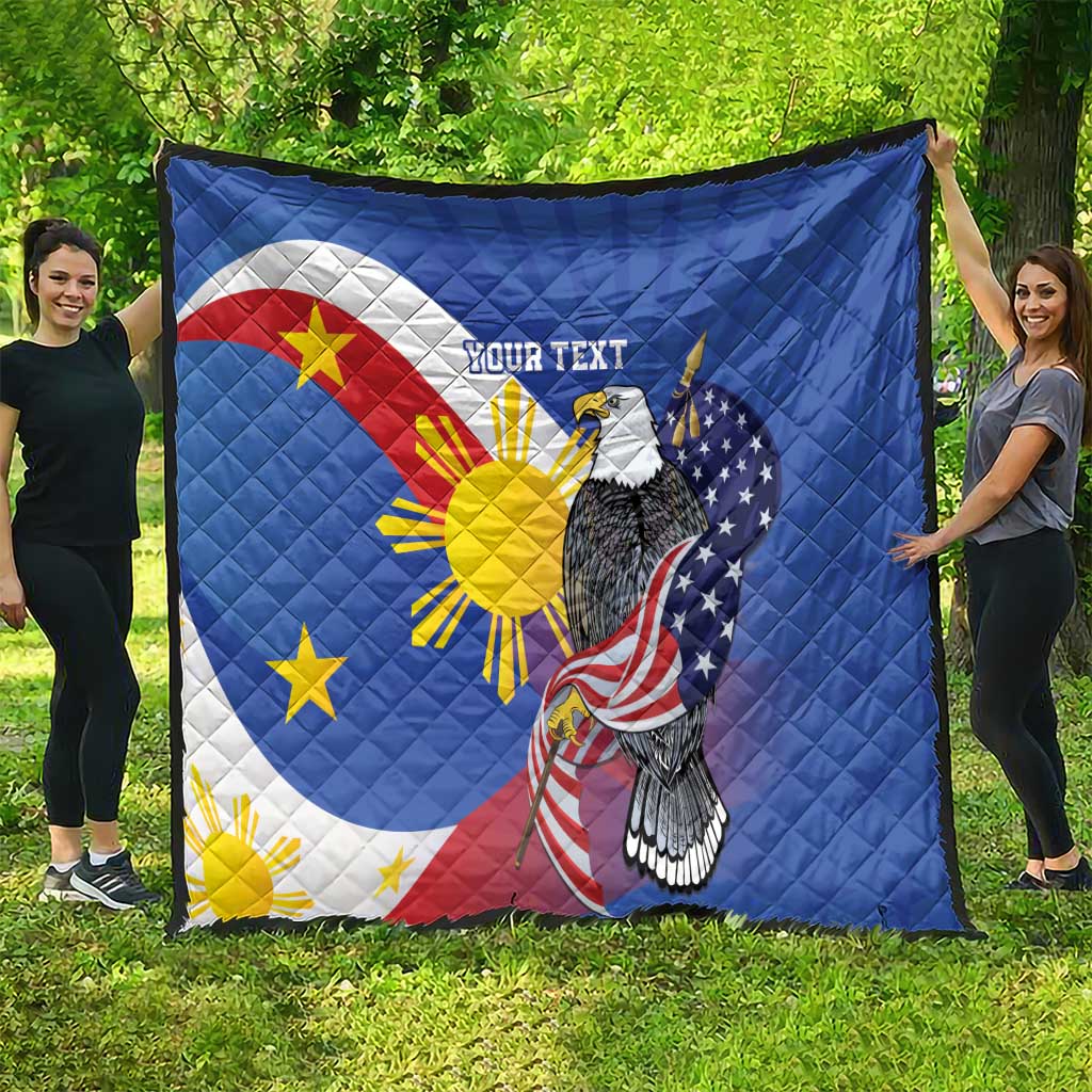 Personalized Filipino-American Quilt Philippines Coat Of Arms with Bald Eagle - Wonder Print Shop