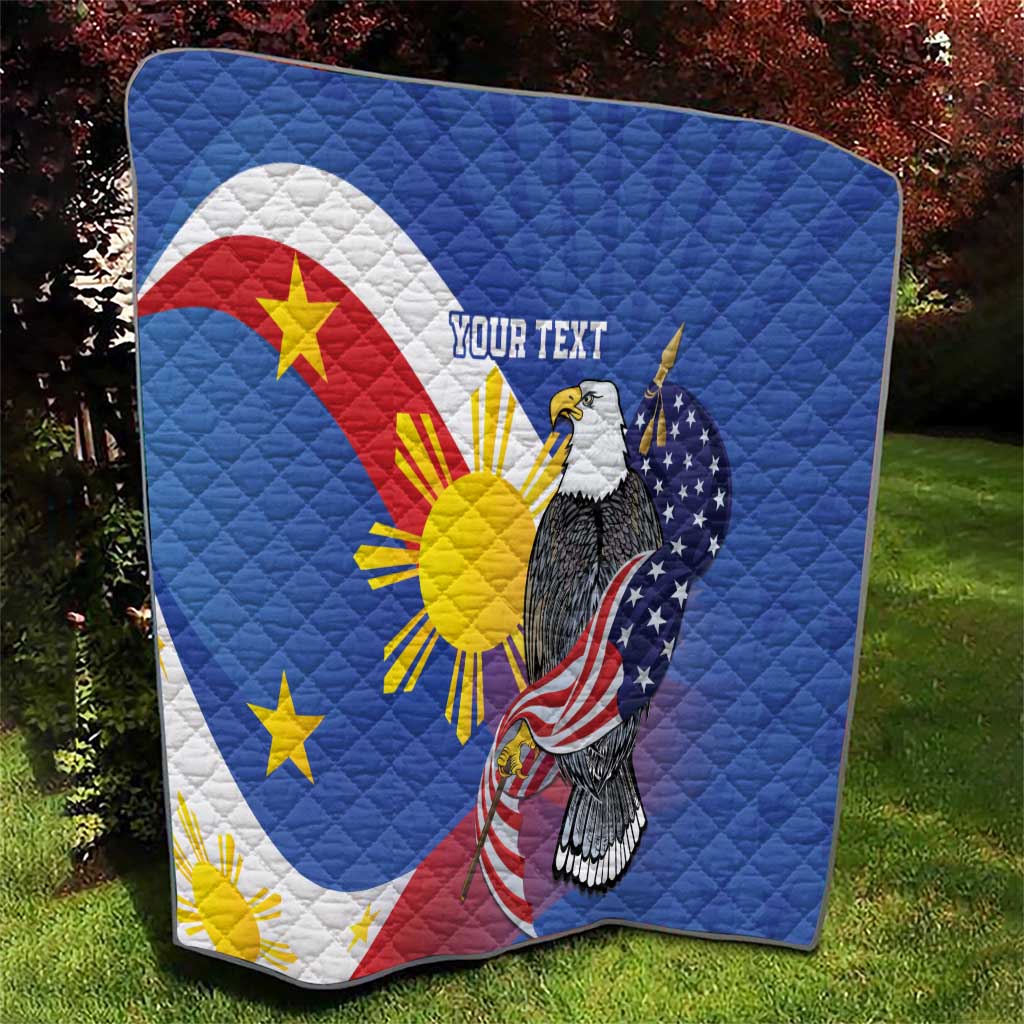 Personalized Filipino-American Quilt Philippines Coat Of Arms with Bald Eagle - Wonder Print Shop