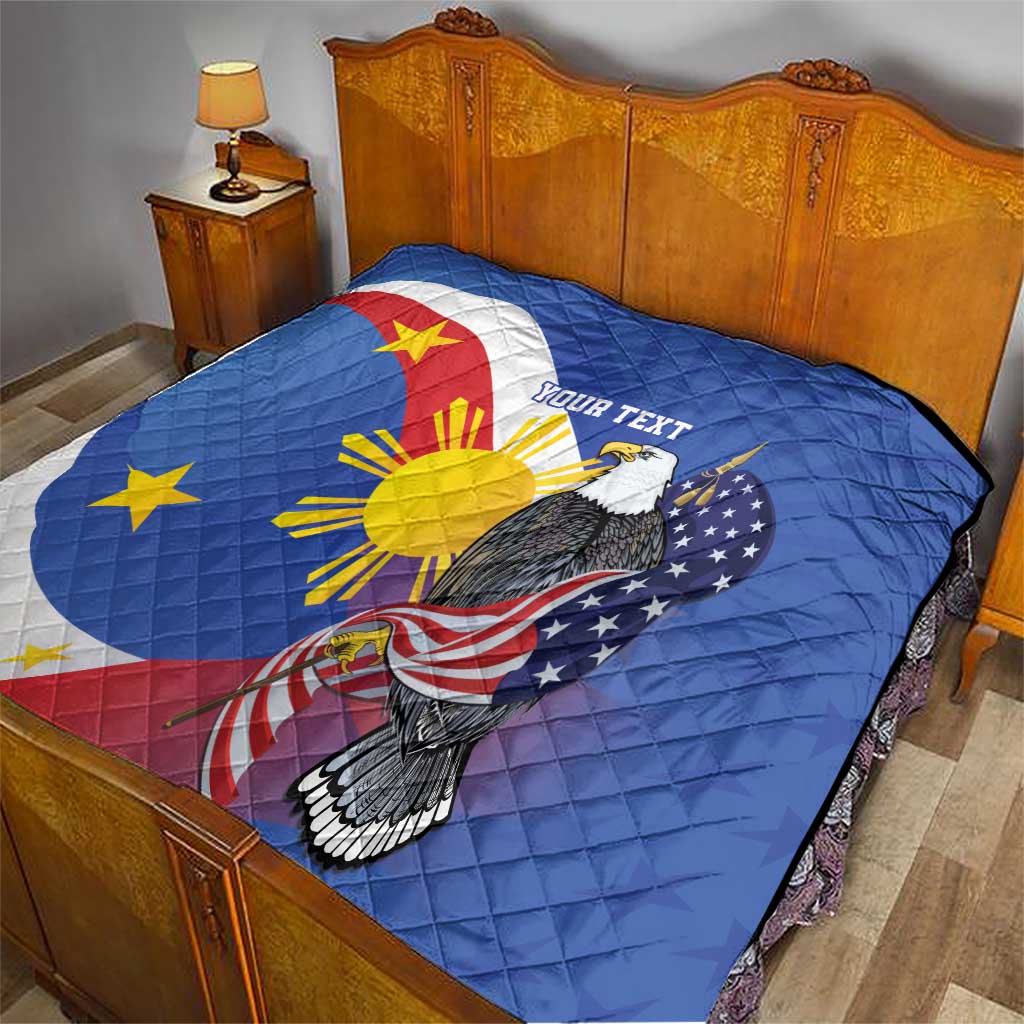 Personalized Filipino-American Quilt Philippines Coat Of Arms with Bald Eagle - Wonder Print Shop