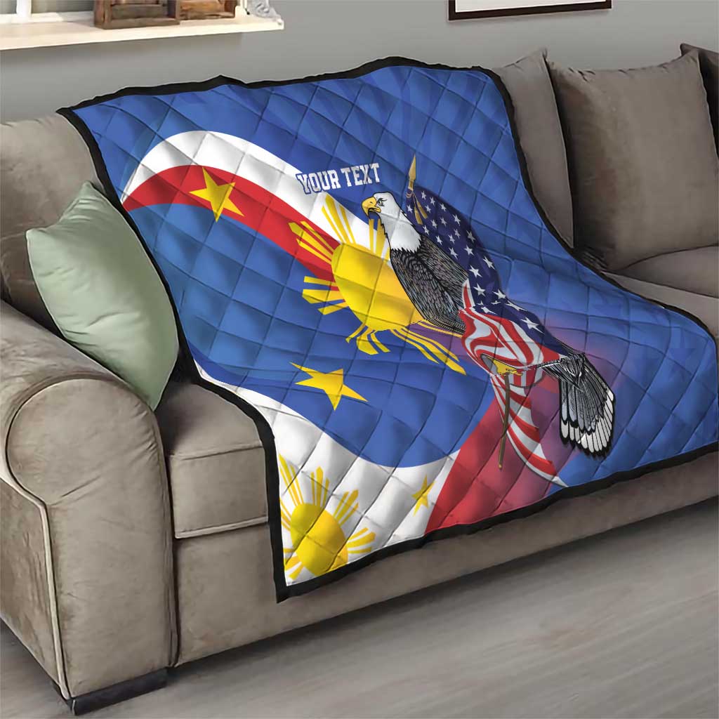 Personalized Filipino-American Quilt Philippines Coat Of Arms with Bald Eagle - Wonder Print Shop