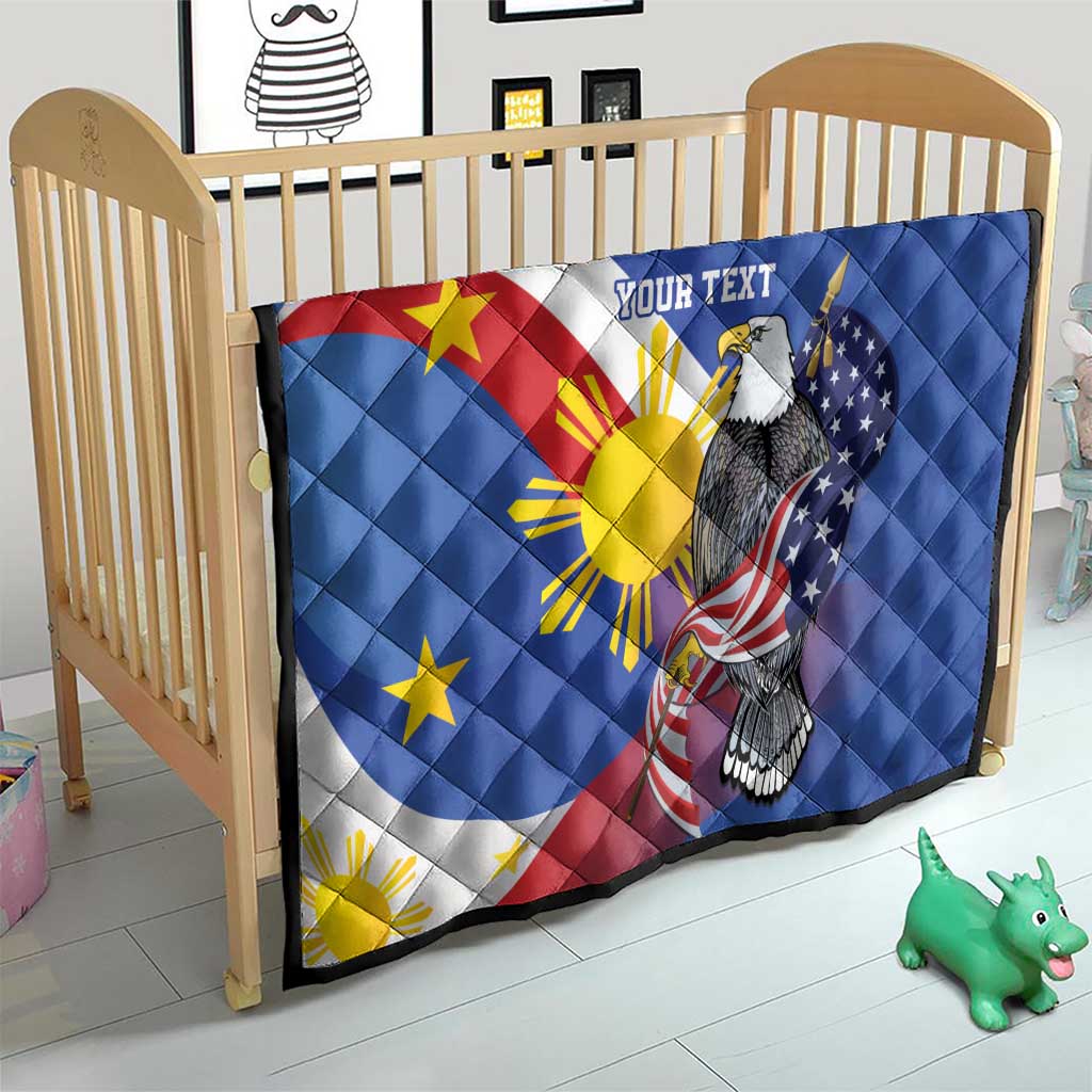 Personalized Filipino-American Quilt Philippines Coat Of Arms with Bald Eagle - Wonder Print Shop
