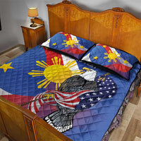 Personalized Filipino-American Quilt Bed Set Philippines Coat Of Arms with Bald Eagle - Wonder Print Shop