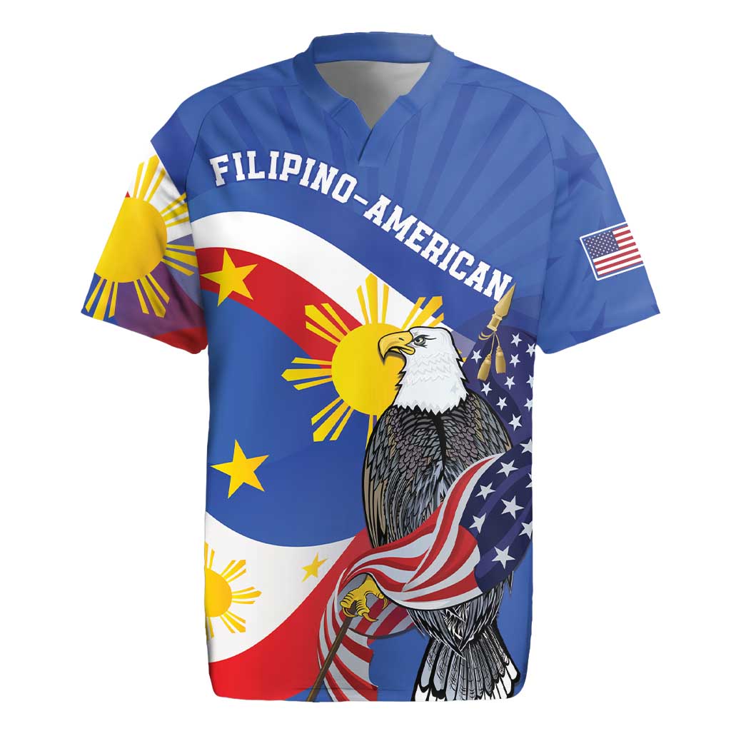 Personalized Filipino-American Rugby Jersey Philippines Coat Of Arms with Bald Eagle - Wonder Print Shop