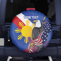 Personalized Filipino-American Spare Tire Cover Philippines Coat Of Arms with Bald Eagle - Wonder Print Shop