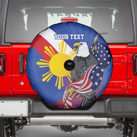 Personalized Filipino-American Spare Tire Cover Philippines Coat Of Arms with Bald Eagle - Wonder Print Shop
