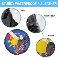 Personalized Filipino-American Spare Tire Cover Philippines Coat Of Arms with Bald Eagle - Wonder Print Shop