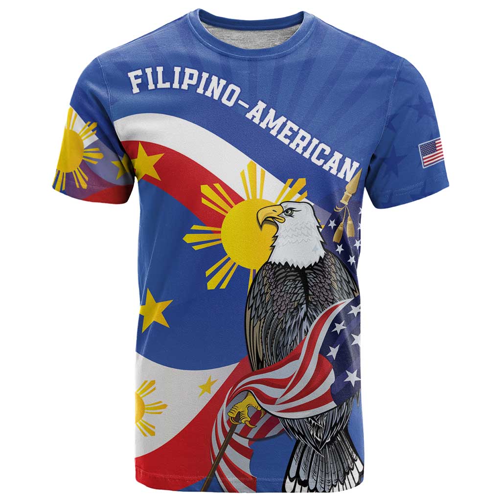 Personalized Filipino-American T Shirt Philippines Coat Of Arms with Bald Eagle - Wonder Print Shop