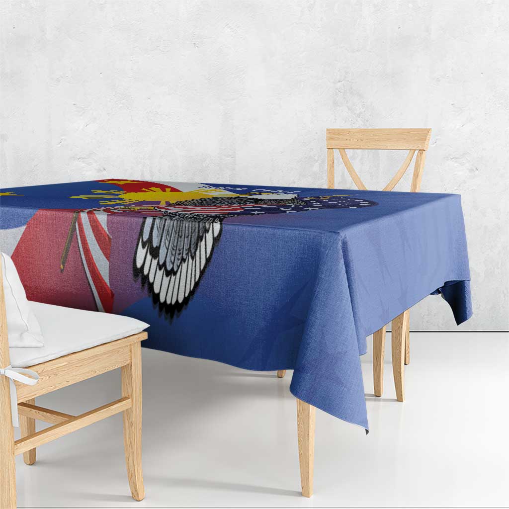 Personalized Filipino-American Tablecloth Philippines Coat Of Arms with Bald Eagle - Wonder Print Shop