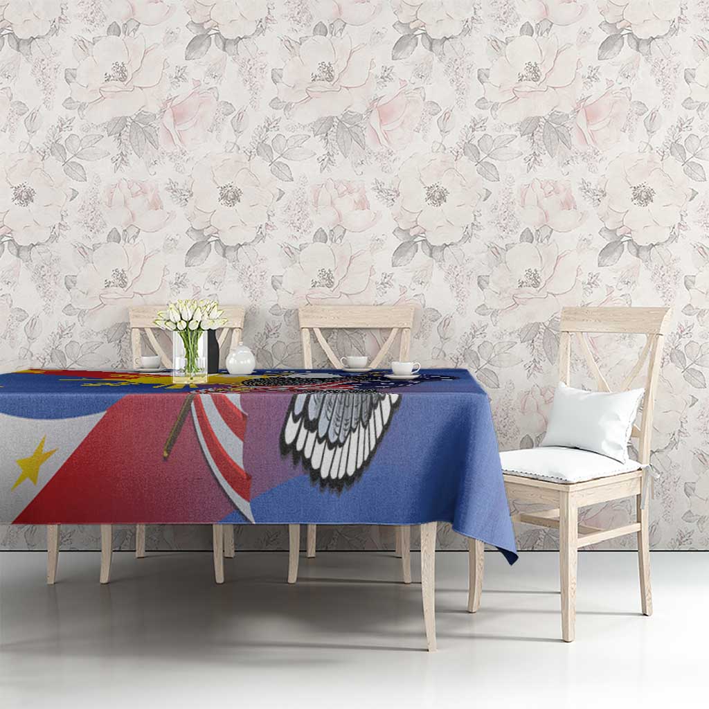 Personalized Filipino-American Tablecloth Philippines Coat Of Arms with Bald Eagle - Wonder Print Shop