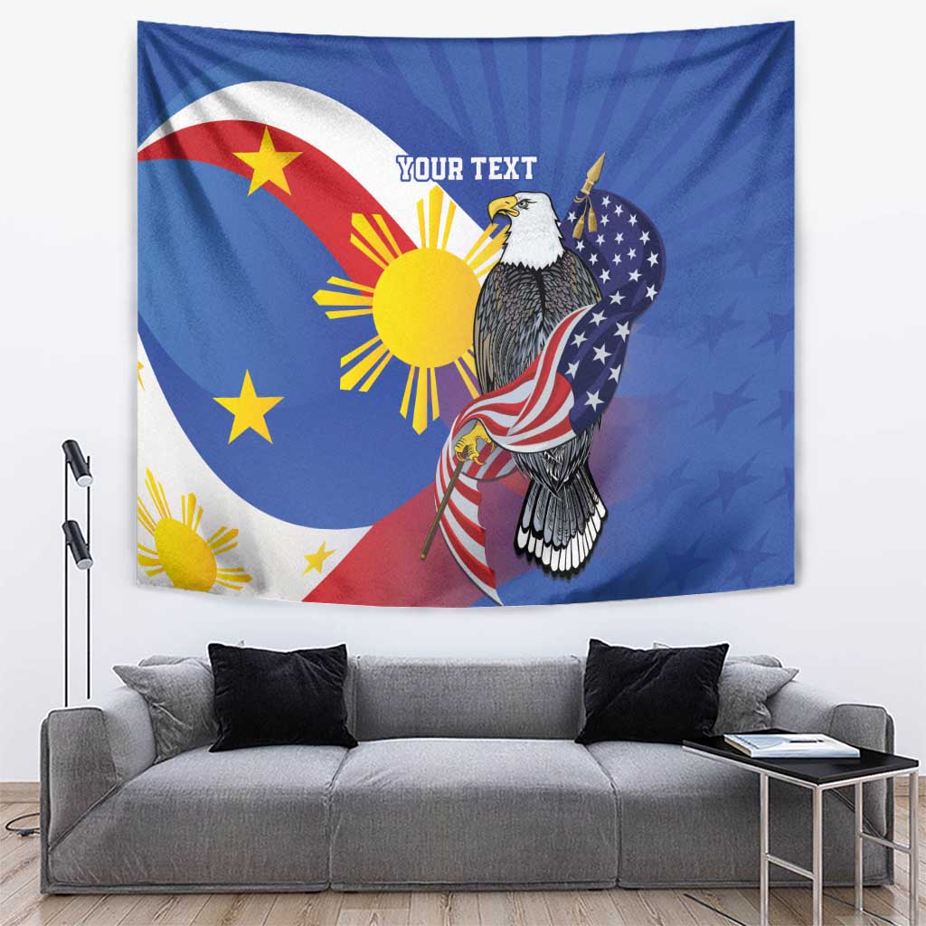 Personalized Filipino-American Tapestry Philippines Coat Of Arms with Bald Eagle - Wonder Print Shop