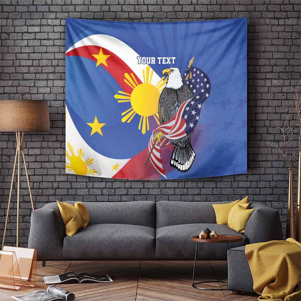 Personalized Filipino-American Tapestry Philippines Coat Of Arms with Bald Eagle - Wonder Print Shop