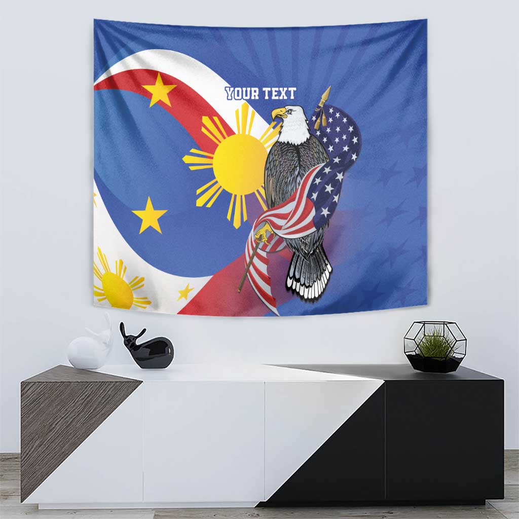 Personalized Filipino-American Tapestry Philippines Coat Of Arms with Bald Eagle - Wonder Print Shop