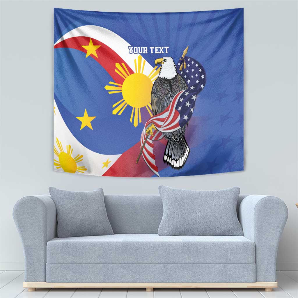 Personalized Filipino-American Tapestry Philippines Coat Of Arms with Bald Eagle - Wonder Print Shop