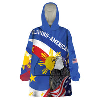 Personalized Filipino-American Wearable Blanket Hoodie Philippines Coat Of Arms with Bald Eagle - Wonder Print Shop