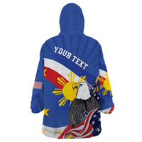 Personalized Filipino-American Wearable Blanket Hoodie Philippines Coat Of Arms with Bald Eagle - Wonder Print Shop