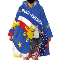 Personalized Filipino-American Wearable Blanket Hoodie Philippines Coat Of Arms with Bald Eagle - Wonder Print Shop