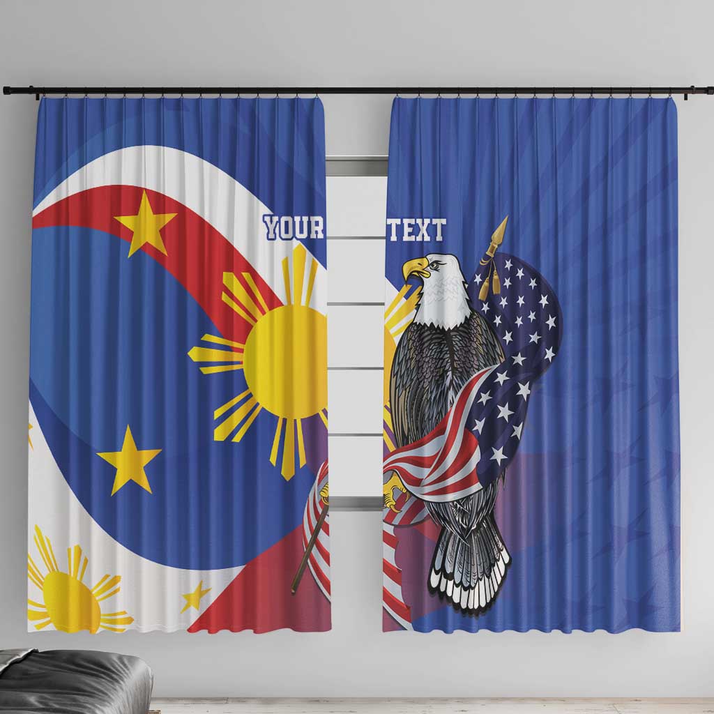 Personalized Filipino-American Window Curtain Philippines Coat Of Arms with Bald Eagle - Wonder Print Shop