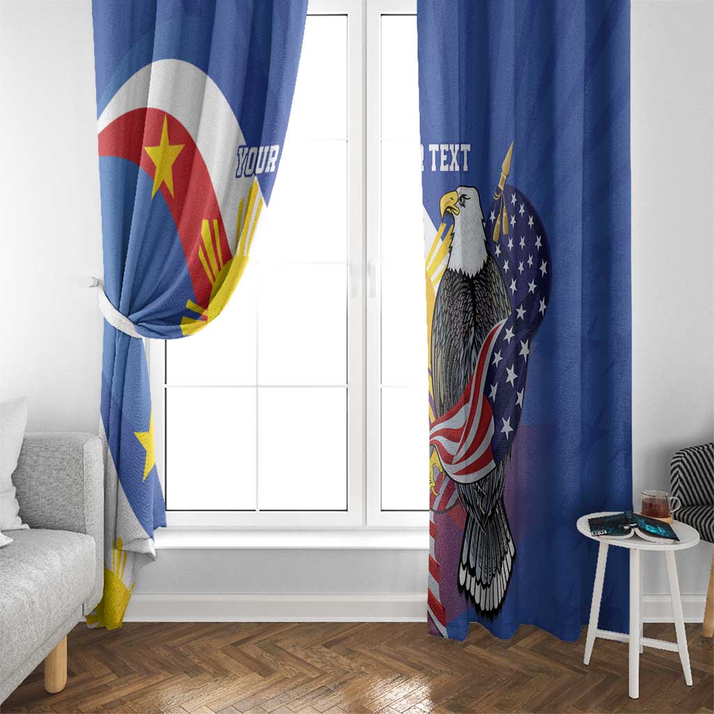Personalized Filipino-American Window Curtain Philippines Coat Of Arms with Bald Eagle - Wonder Print Shop