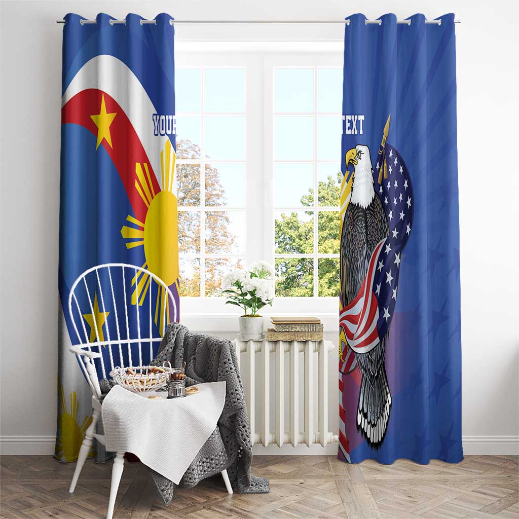 Personalized Filipino-American Window Curtain Philippines Coat Of Arms with Bald Eagle - Wonder Print Shop
