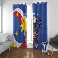 Personalized Filipino-American Window Curtain Philippines Coat Of Arms with Bald Eagle - Wonder Print Shop