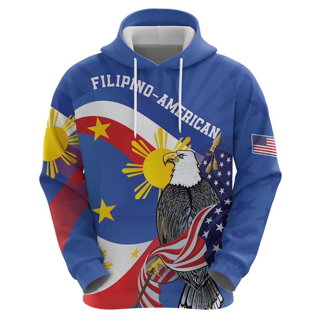 Personalized Filipino-American Zip Hoodie Philippines Coat Of Arms with Bald Eagle - Wonder Print Shop