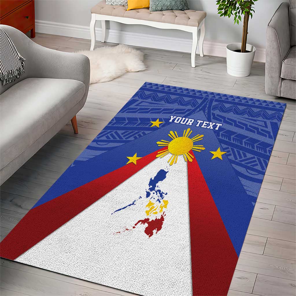 Personalized Pilipinas Eight-Rayed Sun Area Rug Philippines Map With Polynesian Style LT9 - Wonder Print Shop