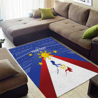 Personalized Pilipinas Eight-Rayed Sun Area Rug Philippines Map With Polynesian Style LT9 - Wonder Print Shop