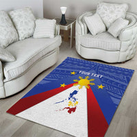Personalized Pilipinas Eight-Rayed Sun Area Rug Philippines Map With Polynesian Style LT9 - Wonder Print Shop