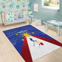 Personalized Pilipinas Eight-Rayed Sun Area Rug Philippines Map With Polynesian Style LT9 - Wonder Print Shop