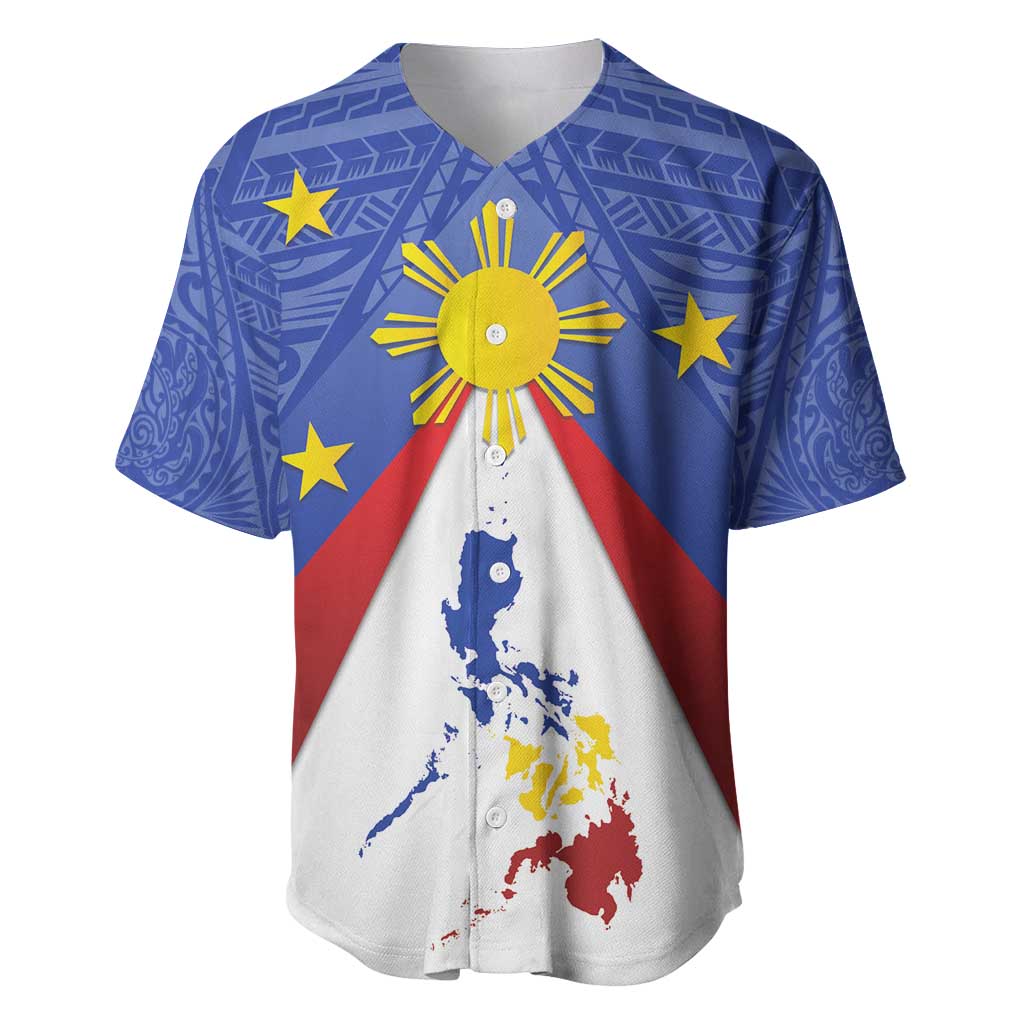 Personalized Pilipinas Eight-Rayed Sun Baseball Jersey Philippines Map With Polynesian Style LT9 - Wonder Print Shop