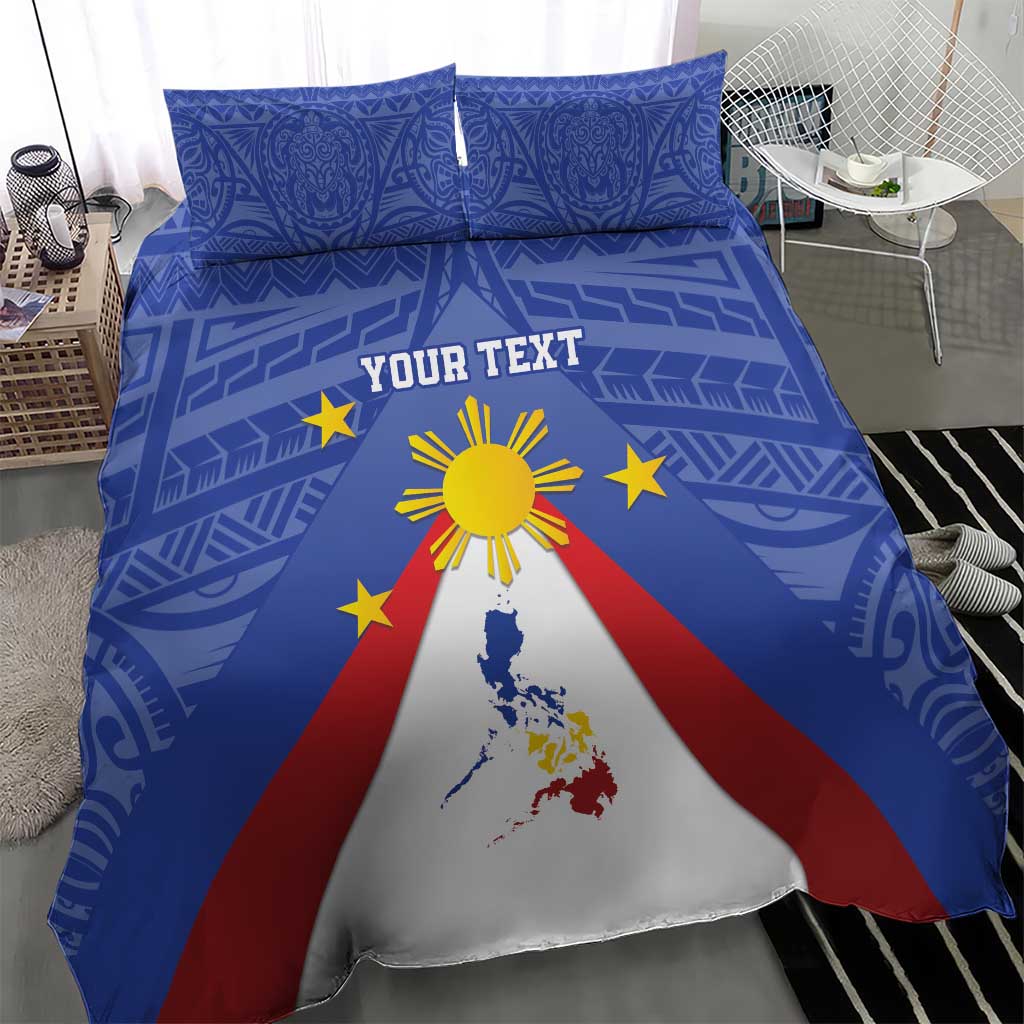 Personalized Pilipinas Eight-Rayed Sun Bedding Set Philippines Map With Polynesian Style LT9 - Wonder Print Shop