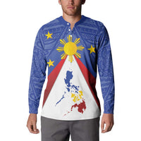 Personalized Pilipinas Eight-Rayed Sun Button Sweatshirt Philippines Map With Polynesian Style LT9 - Wonder Print Shop