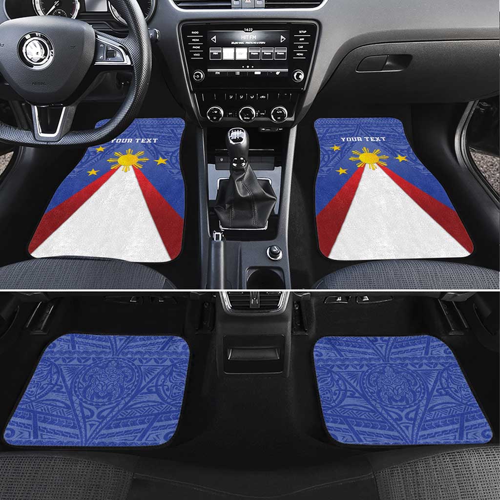 Personalized Pilipinas Eight-Rayed Sun Car Mats Philippines Map With Polynesian Style LT9 - Wonder Print Shop