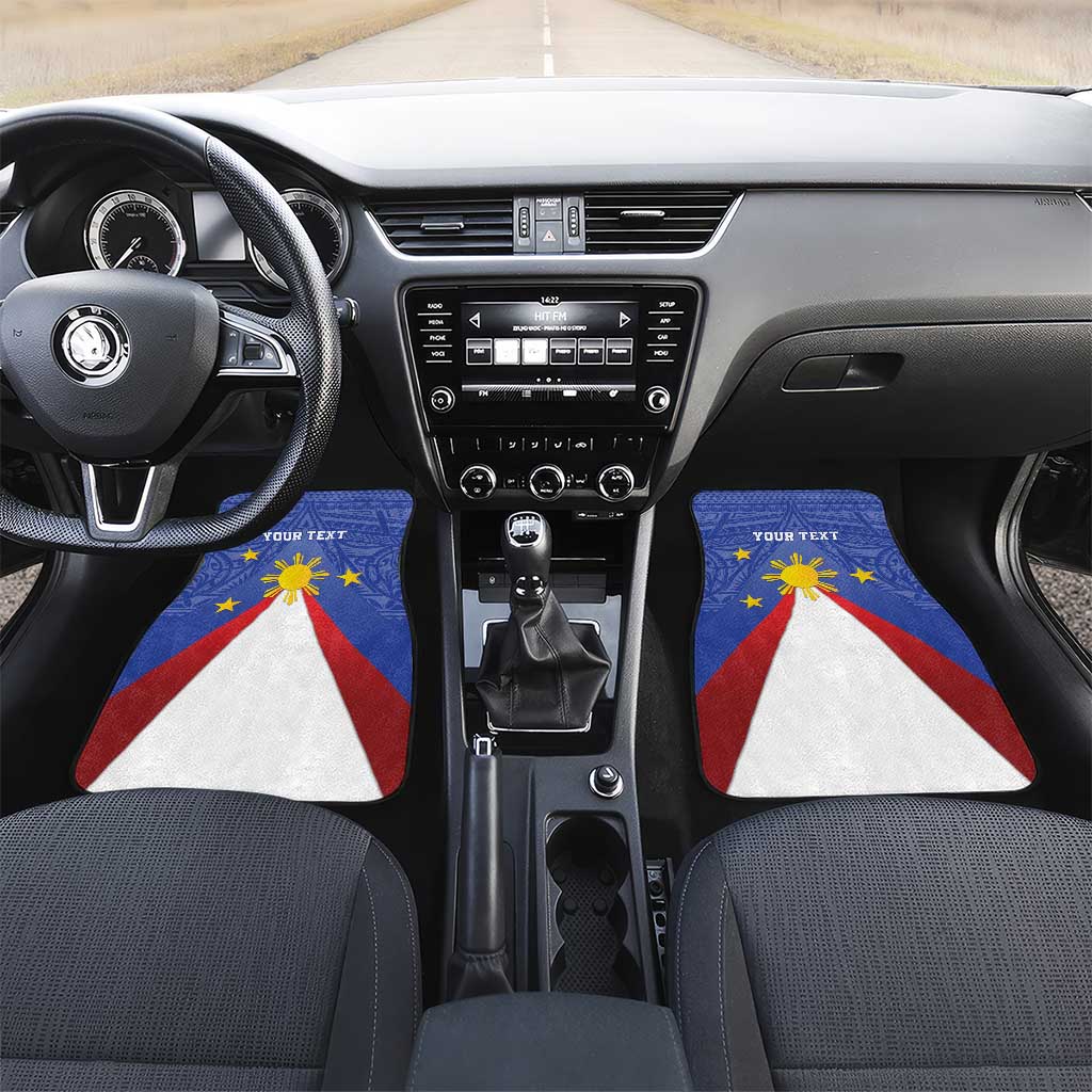 Personalized Pilipinas Eight-Rayed Sun Car Mats Philippines Map With Polynesian Style LT9 - Wonder Print Shop