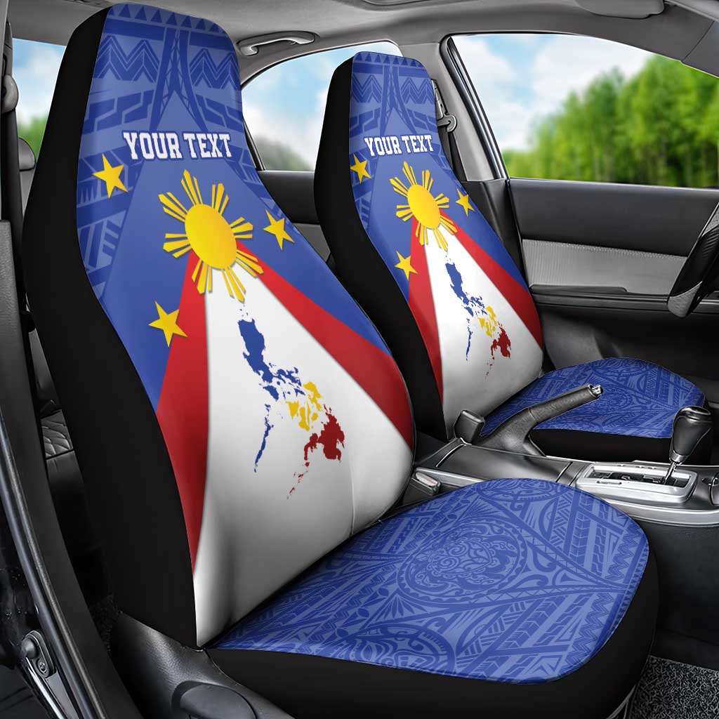 Personalized Pilipinas Eight-Rayed Sun Car Seat Cover Philippines Map With Polynesian Style LT9 - Wonder Print Shop