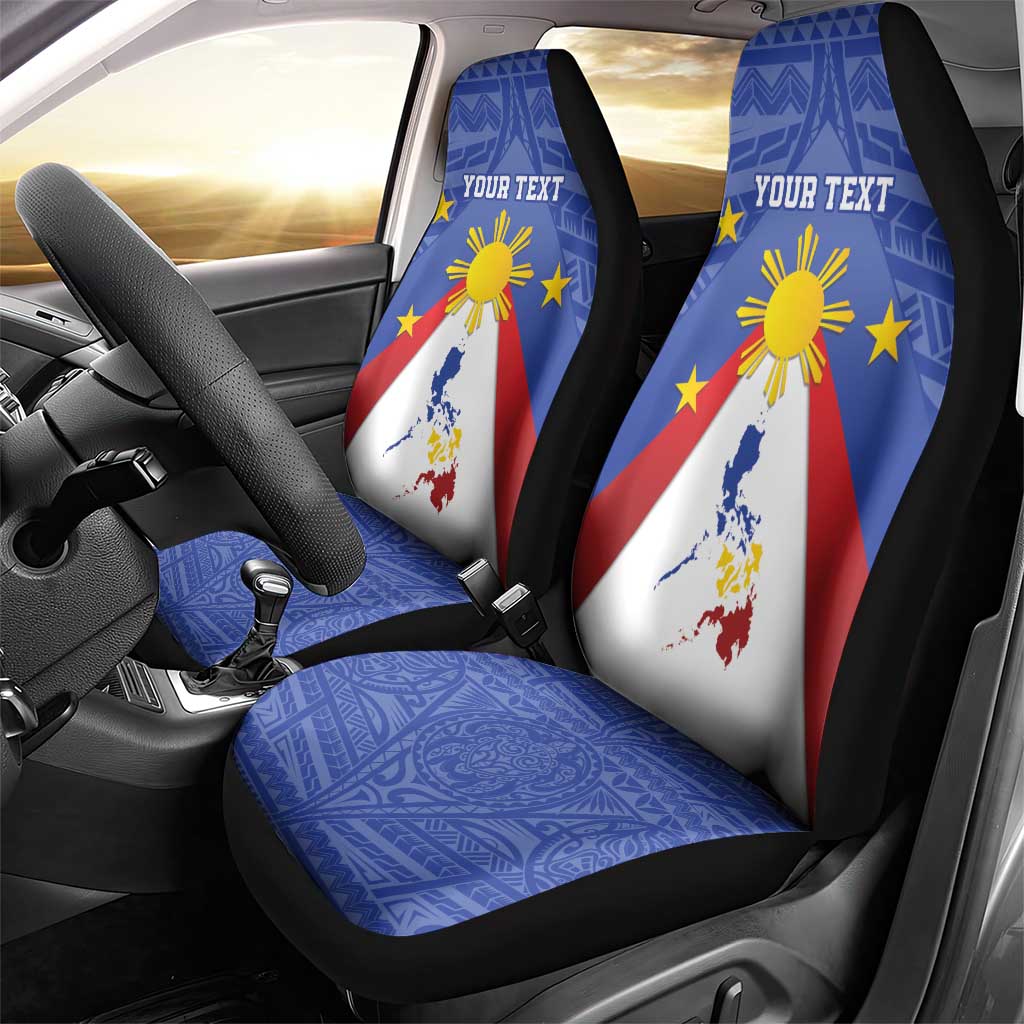 Personalized Pilipinas Eight-Rayed Sun Car Seat Cover Philippines Map With Polynesian Style LT9 - Wonder Print Shop