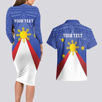 Personalized Pilipinas Eight-Rayed Sun Couples Matching Long Sleeve Bodycon Dress and Hawaiian Shirt Philippines Map With Polynesian Style LT9 - Wonder Print Shop