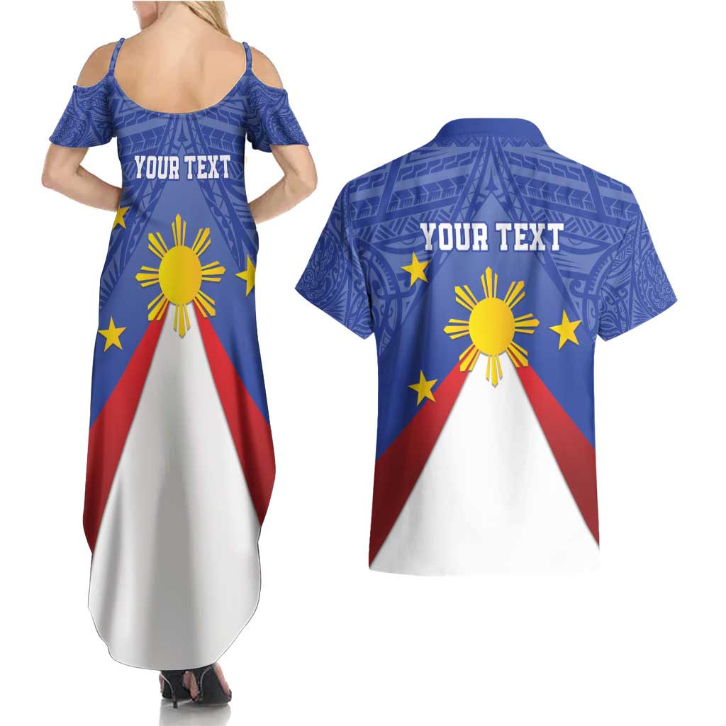 Personalized Pilipinas Eight-Rayed Sun Couples Matching Summer Maxi Dress and Hawaiian Shirt Philippines Map With Polynesian Style LT9 - Wonder Print Shop