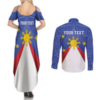 Personalized Pilipinas Eight-Rayed Sun Couples Matching Summer Maxi Dress and Long Sleeve Button Shirt Philippines Map With Polynesian Style LT9 - Wonder Print Shop