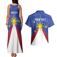 Personalized Pilipinas Eight-Rayed Sun Couples Matching Tank Maxi Dress and Hawaiian Shirt Philippines Map With Polynesian Style LT9 - Wonder Print Shop