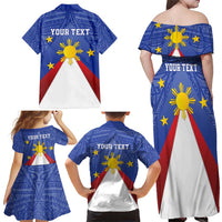 Personalized Pilipinas Eight-Rayed Sun Family Matching Off Shoulder Maxi Dress and Hawaiian Shirt Philippines Map With Polynesian Style LT9 - Wonder Print Shop