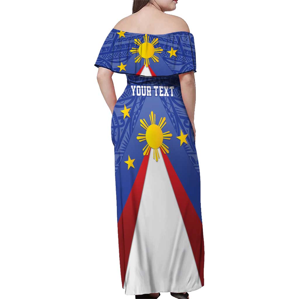 Personalized Pilipinas Eight-Rayed Sun Family Matching Off Shoulder Maxi Dress and Hawaiian Shirt Philippines Map With Polynesian Style LT9 - Wonder Print Shop