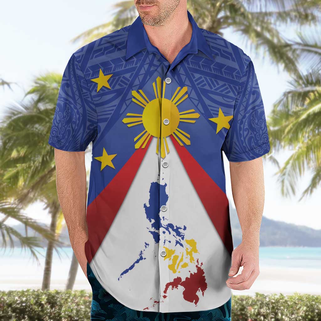 Personalized Pilipinas Eight-Rayed Sun Hawaiian Shirt Philippines Map With Polynesian Style - Wonder Print Shop