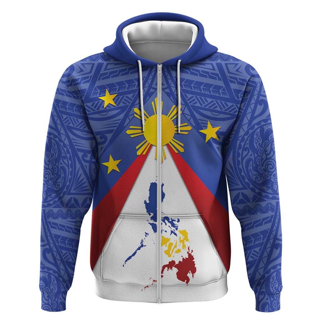 Personalized Pilipinas Eight-Rayed Sun Hoodie Philippines Map With Polynesian Style - Wonder Print Shop