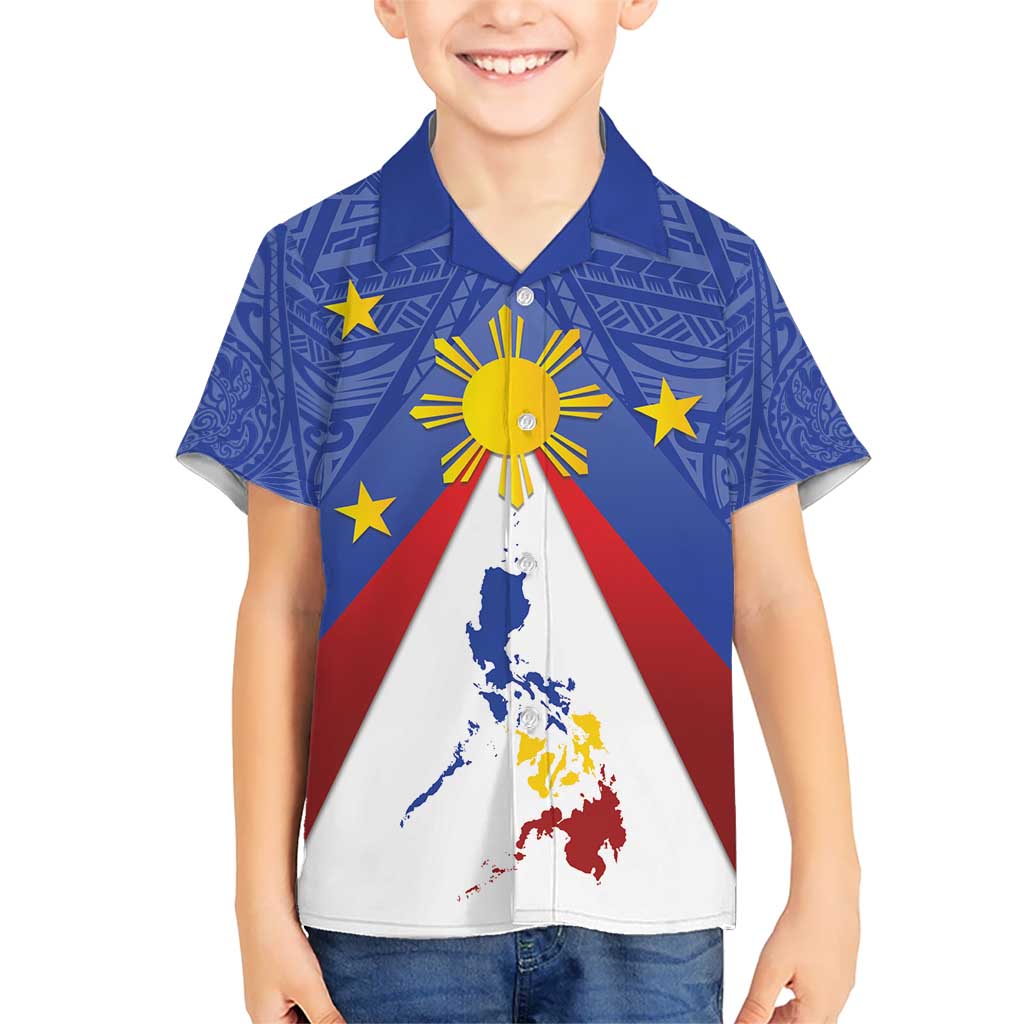Personalized Pilipinas Eight-Rayed Sun Kid Hawaiian Shirt Philippines Map With Polynesian Style - Wonder Print Shop