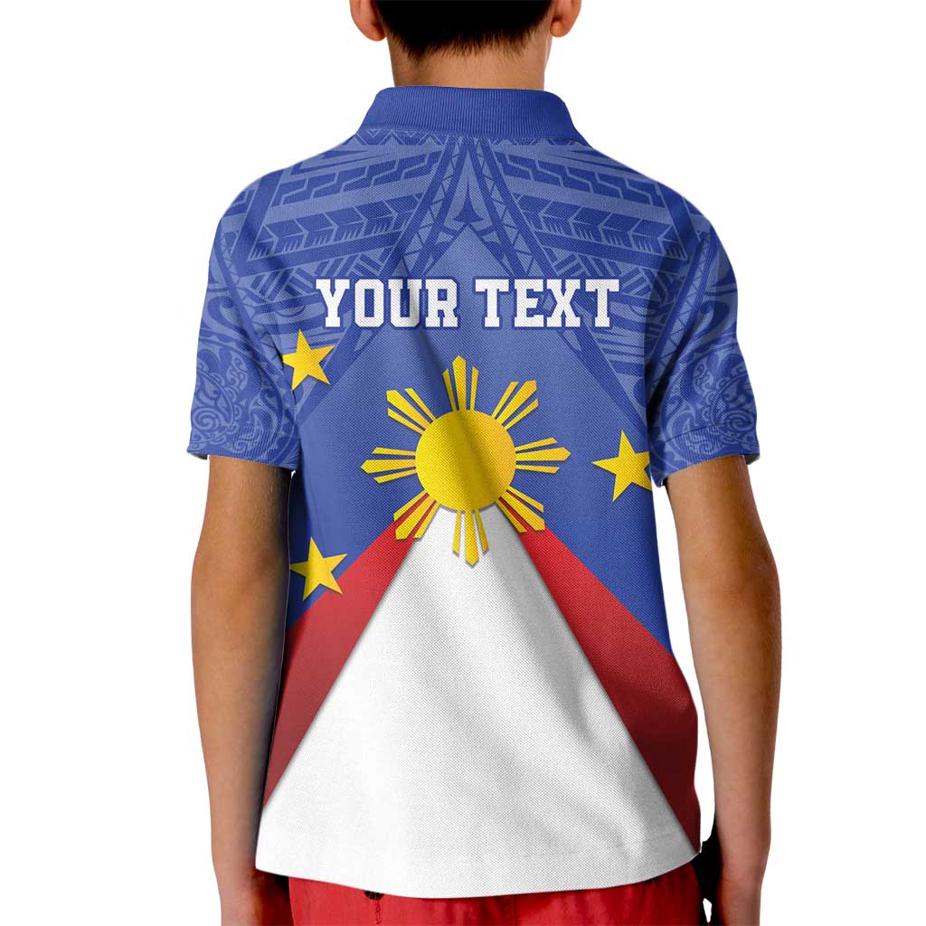 Personalized Pilipinas Eight-Rayed Sun Kid Polo Shirt Philippines Map With Polynesian Style - Wonder Print Shop