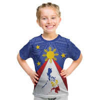Personalized Pilipinas Eight-Rayed Sun Kid T Shirt Philippines Map With Polynesian Style - Wonder Print Shop