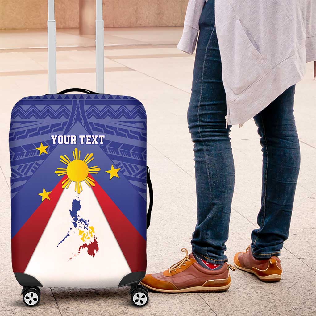 Personalized Pilipinas Eight-Rayed Sun Luggage Cover Philippines Map With Polynesian Style - Wonder Print Shop
